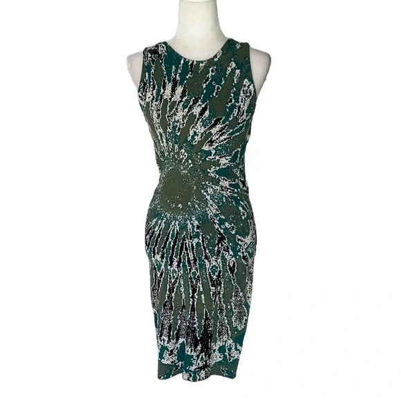 Ronny Kobo Collection | Dresses | Ronny Kobo Green Black Sleeveless Bodycon  Knit Sweater Dress M | Poshmark